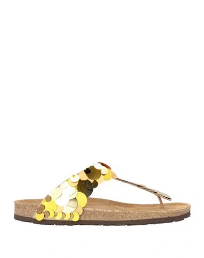 Maliparmi Malìparmi Woman Sandals Gold Size 11 Textile Fibers, Leather