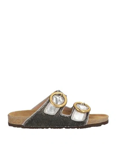 Maliparmi Malìparmi Woman Sandals Gunmetal Size 8 Textile Fibers In Multi