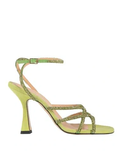 Maliparmi Malìparmi Woman Sandals Lime Green Size 7 Leather, Textile Fibers
