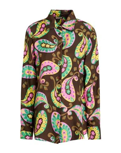 Maliparmi Malìparmi Woman Shirt Dark Brown Size 8 Silk In Multi
