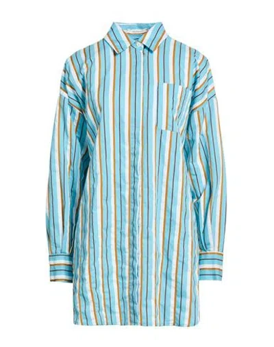 Maliparmi Malìparmi Woman Shirt Sky Blue Size 10 Cotton, Polyamide, Viscose