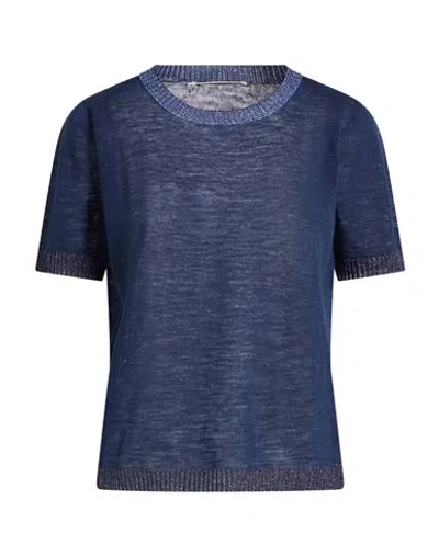 Maliparmi Malìparmi Woman Sweater Navy Size L Linen, Polyester, Viscose, Lurex In Blue