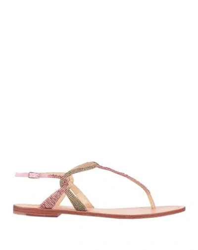 Maliparmi Malìparmi Woman Thong Sandal Antique Rose Size 11 Textile Fibers In Multi