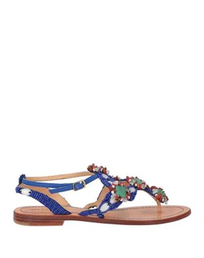 Maliparmi Malìparmi Woman Thong Sandal Blue Size 7 Textile Fibers