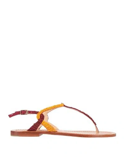 Maliparmi Malìparmi Woman Thong Sandal Burgundy Size 7 Textile Fibers In Multi