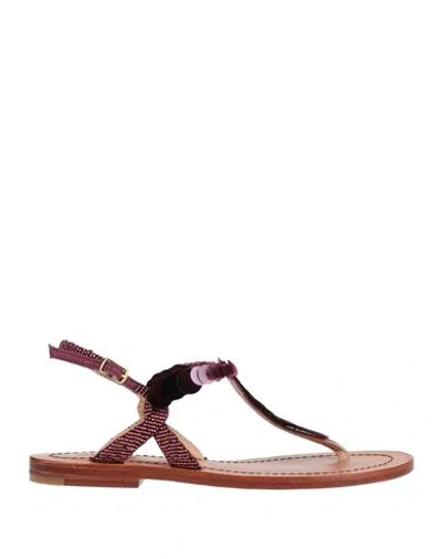 Maliparmi Malìparmi Woman Thong Sandal Garnet Size 6 Leather In Burgundy