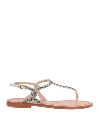 Maliparmi Malìparmi Woman Thong Sandal Gunmetal Size 11 Textile Fibers In Silver