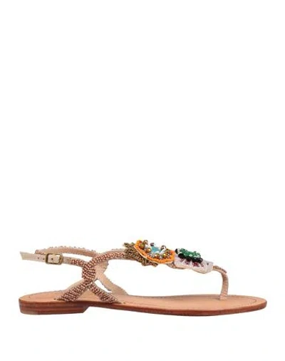 Maliparmi Malìparmi Woman Thong Sandal Light Brown Size 7 Textile Fibers