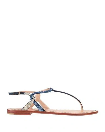 Maliparmi Malìparmi Woman Thong Sandal Navy Size 11 Textile Fibers In Blue