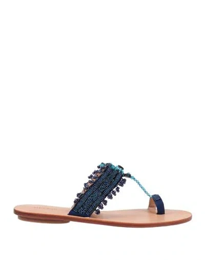 Maliparmi Malìparmi Woman Thong Sandal Navy Size 11 Textile Fibers In Blue