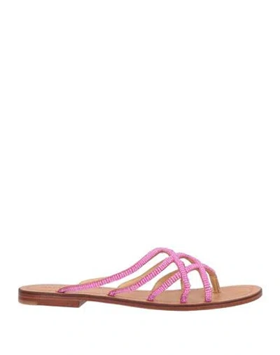 Maliparmi Malìparmi Woman Thong Sandal Pink Size 11 Textile Fibers In Multi