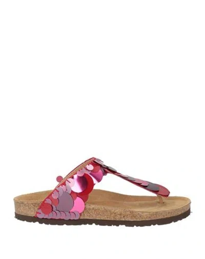 Maliparmi Malìparmi Woman Thong Sandal Red Size 6 Textile Fibers, Leather In Multi