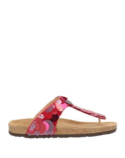 Maliparmi Malìparmi Woman Thong Sandal Red Size 8 Textile Fibers, Leather