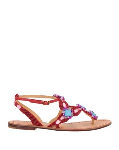 Maliparmi Malìparmi Woman Thong Sandal Red Size 8 Textile Fibers In Multi