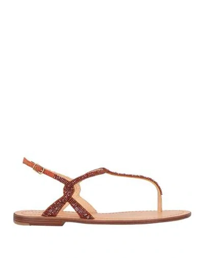 Maliparmi Malìparmi Woman Thong Sandal Rust Size 7 Leather In Red