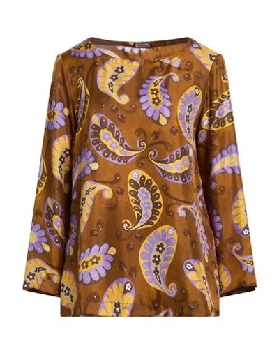 Maliparmi Malìparmi Woman Top Brown Size 12 Silk