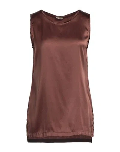 Maliparmi Malìparmi Woman Top Chocolate Brown Size 4 Silk, Elastane