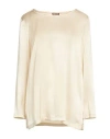 Maliparmi Malìparmi Woman Top Cream Size 10 Silk, Elastane In Metallic