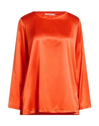 Maliparmi Malìparmi Woman Top Orange Size 8 Silk, Elastane
