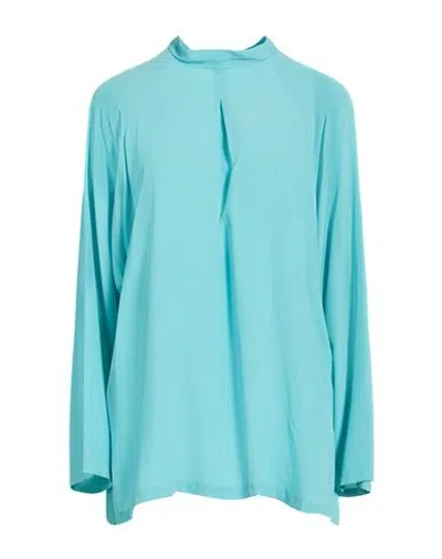 Maliparmi Malìparmi Woman Top Turquoise Size 6 Acetate, Silk In Blue