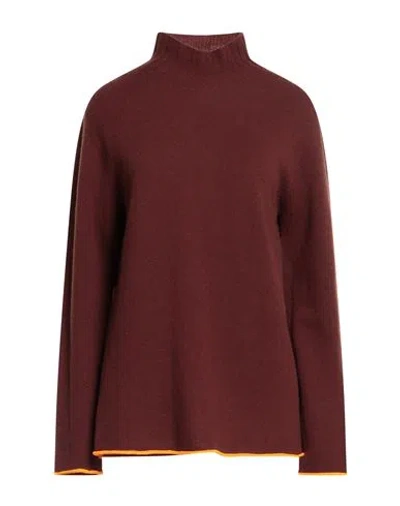 Maliparmi Malìparmi Woman Turtleneck Brown Size Xl Virgin Wool, Cashmere, Polyester In Burgundy