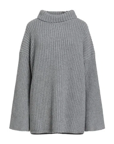 Maliparmi Malìparmi Woman Turtleneck Grey Size L Viscose, Polyamide, Merino Wool, Cashmere In Gray