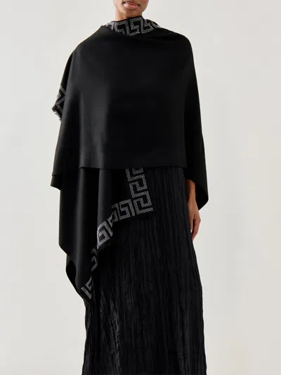 Malissa J Geometric Border Wrap Scarf Black In Multi