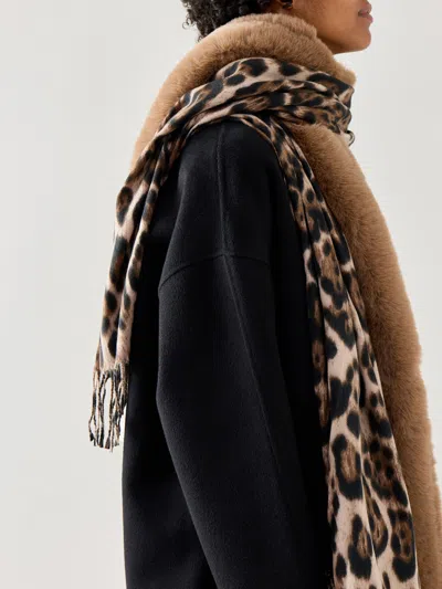Malissa J Leo Scarf With Faux Fur Trim Taupe