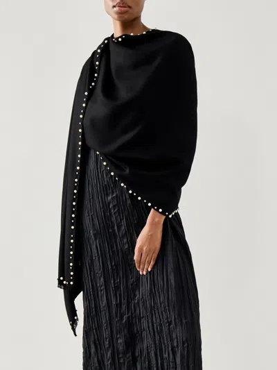 Malissa J Pearl And Stud Border Scarf Black