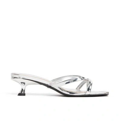 Mallet Elisa Patent Low Heel Shoes In Silver