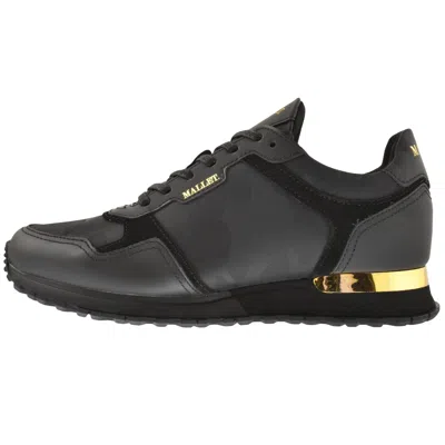 Mallet Popham Monogrammed Mesh And Leather Trainers In Black