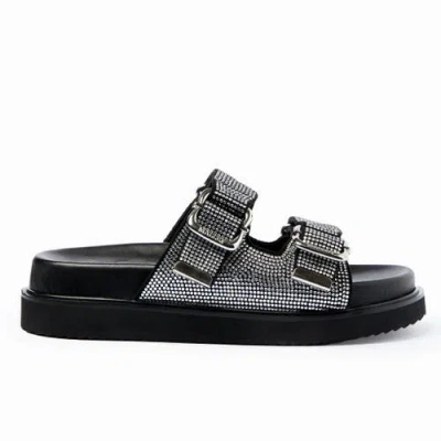 Mallet Sadie Diamante Sandals In Black/silver