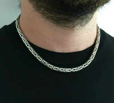 Pre-owned Mallofistanbul Mens Bali Byzantine Necklace Rope Chain 925 Sterling Silver 6mm 20 Inch 87gr