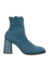 Malloni Woman Ankle Boots Deep Teal Size 6 Leather, Textile Fibers In Green