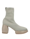 Malloni Woman Ankle Boots Sage Green Size 8 Textile Fibers, Leather