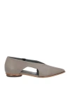 Malloni Woman Ballet Flats Grey Size 11 Soft Leather