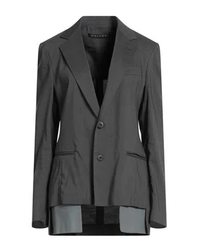 Malloni Woman Blazer Charcoal Size 12 Virgin Wool, Linen, Elastane In Gray