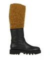 Malloni Woman Boot Black Size 6 Soft Leather, Textile Fibers In Black