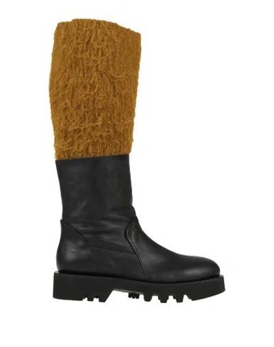 Malloni Woman Boot Black Size 6 Soft Leather, Textile Fibers