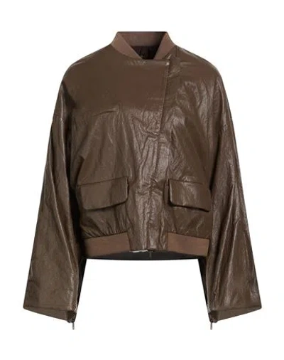 Malloni Woman Jacket Dark Brown Size 4 Viscose, Polyester, Cotton, Metal Fiber