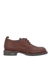 Malloni Woman Lace-up Shoes Brown Size 5 Soft Leather In Brown