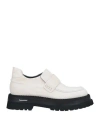Malloni Woman Loafers Ivory Size 10 Soft Leather In White