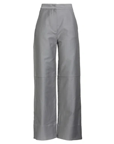 Malloni Woman Pants Grey Size 6 Cotton