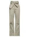 Malloni Woman Pants Military Green Size 8 Cotton, Linen