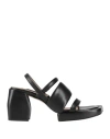 Malloni Woman Sandals Black Size 8 Leather In Black