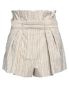 Malloni Woman Shorts & Bermuda Shorts Beige Size 8 Cotton, Polyester In Beige