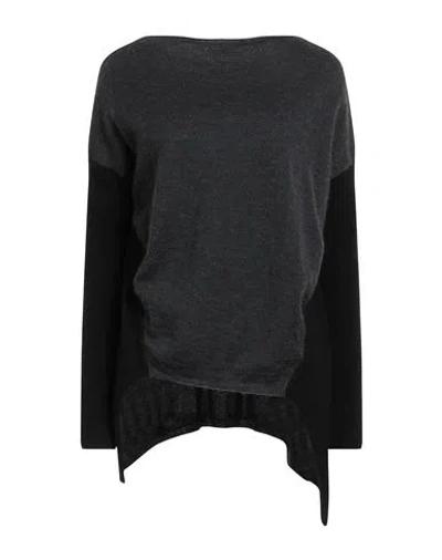 Malloni Woman Sweater Steel Grey Size M Synthetic Fibers, Wool, Mohair Wool, Nylon, Textile Fibers In Black