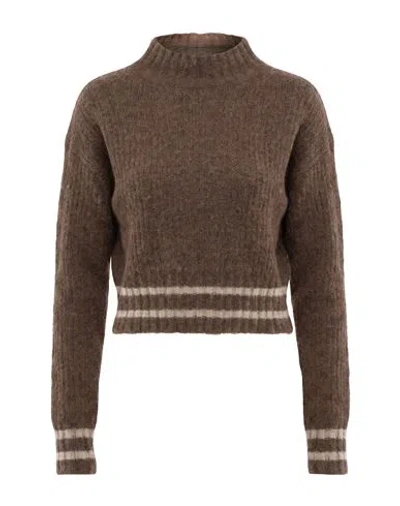 Malloni Woman Turtleneck Brown Size Xs Alpaca Wool, Mohair Wool, Polyamide, Wool, Elastane