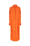 Malo Dress With Buttoned Cuffs And Front Pockets In Orange
