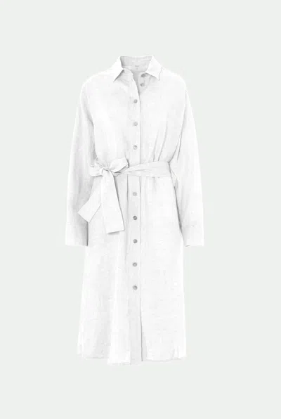 Malo Linen Shirt Dress In White